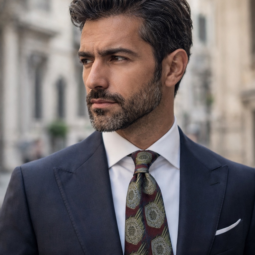 Giorgio Armani Burgundy And Olive Patterned Tie